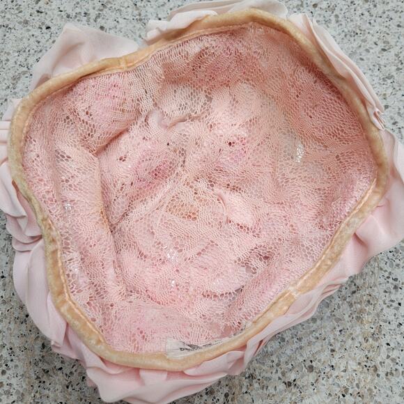 VTG Union Made MCM Light Pink Chiffon Floral Veiled Hat Pillbox Kentucky Derby - Picture 8 of 16